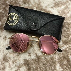 Pink lens Ray Bans with case